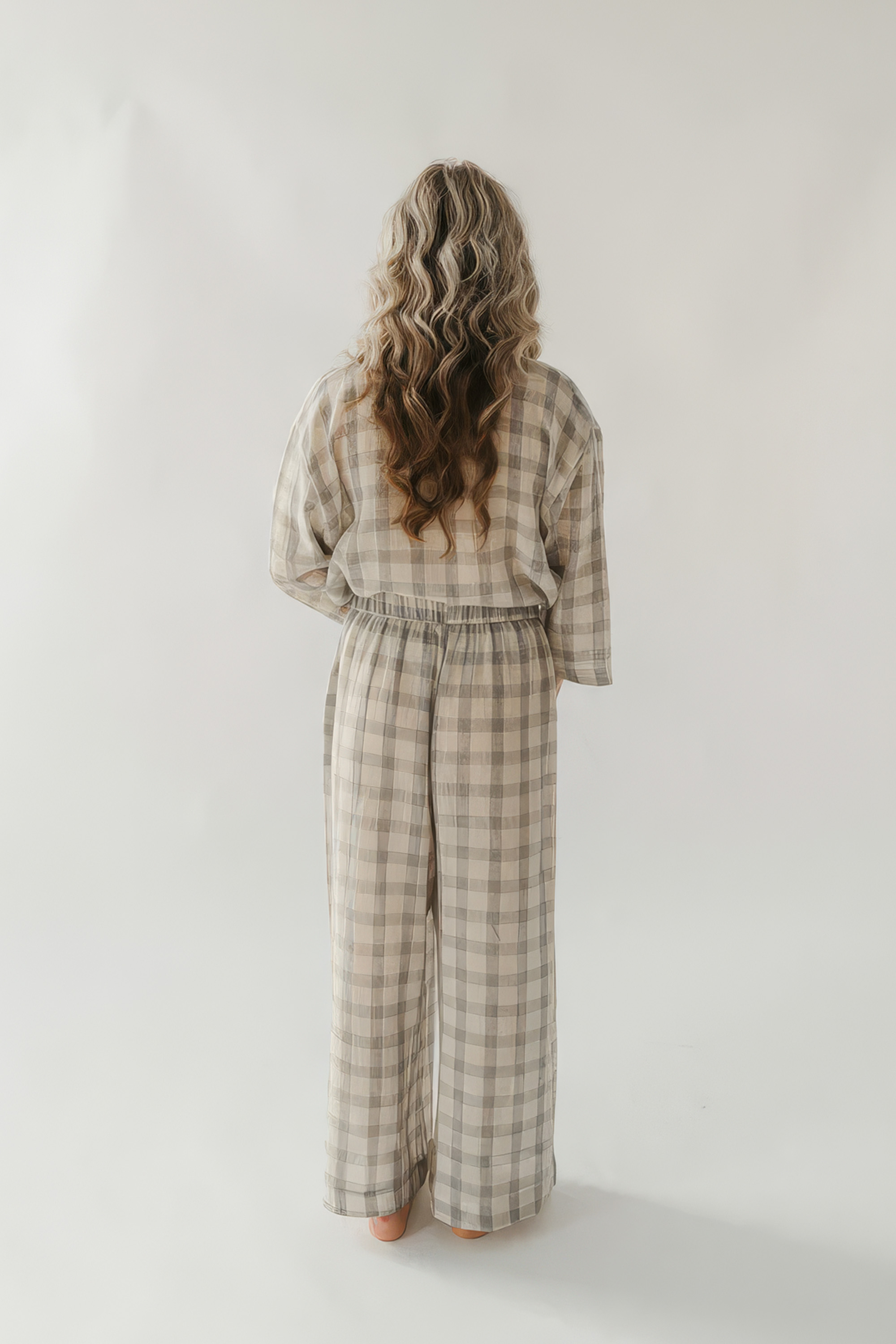 Grey Plaid Palazzo Pants